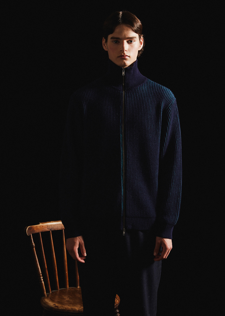 #81 TWO TONE ZIP-UP KNIT [NAVY X T.BLUE]