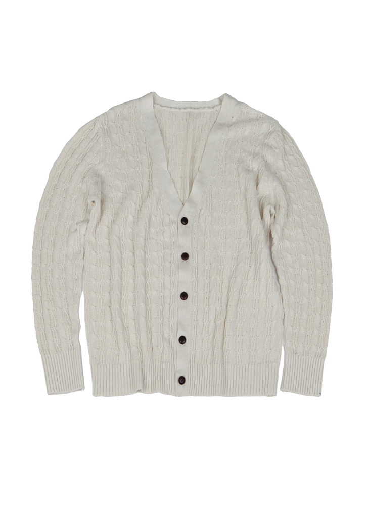 #15 LINEN CABLE CARDIGAN [IVORY]