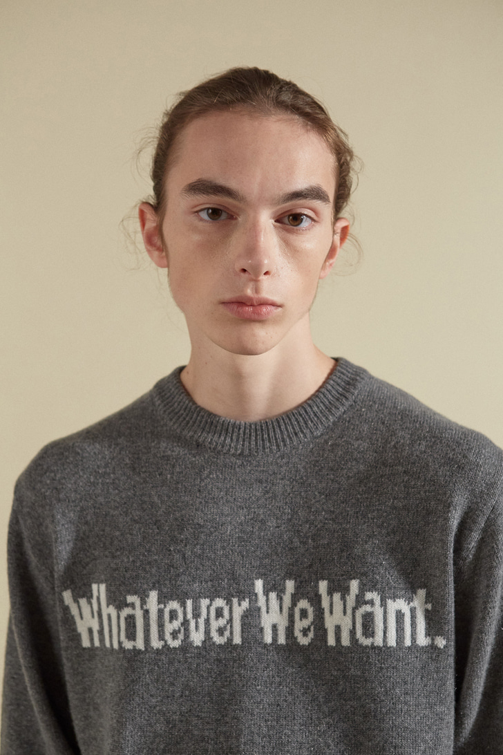 WHATEVERWEWANT CASHMERE KNIT [GRAY]