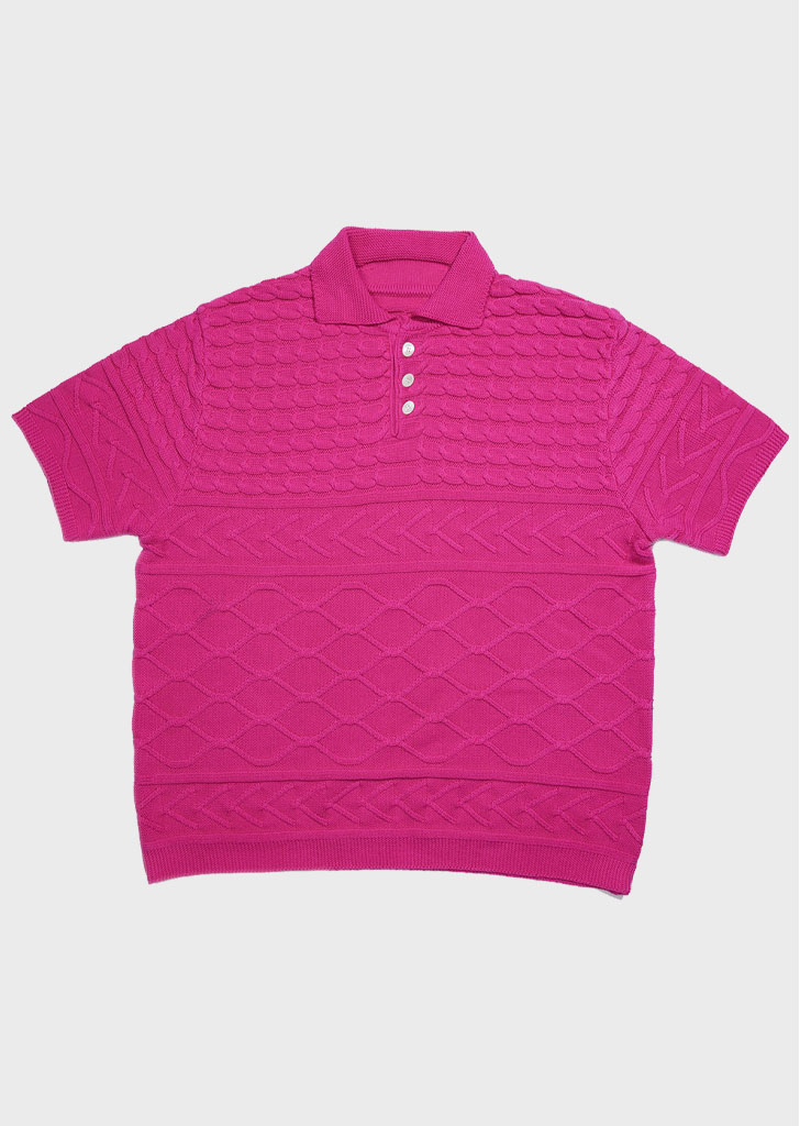 MULTI CABLE POLO KNIT [PINK]