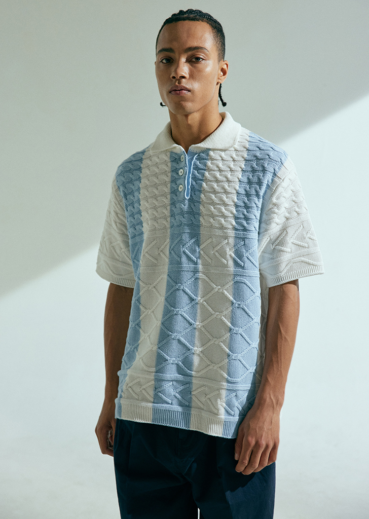 MULTI CABLE POLO KNIT [IVORY]